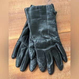Vintage Classic 100% Fur Lining Genuine Leather Black Gloves